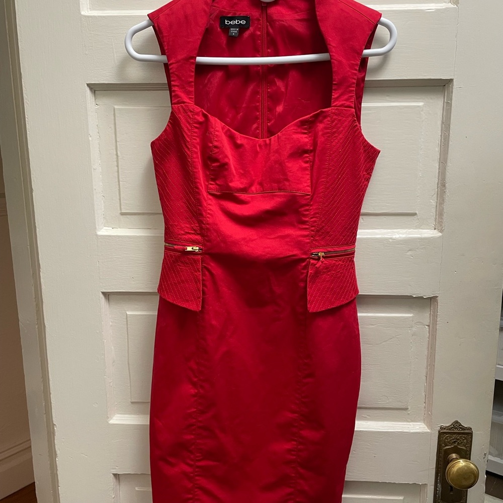 Bebe Red Sleeveless Sheath Dress